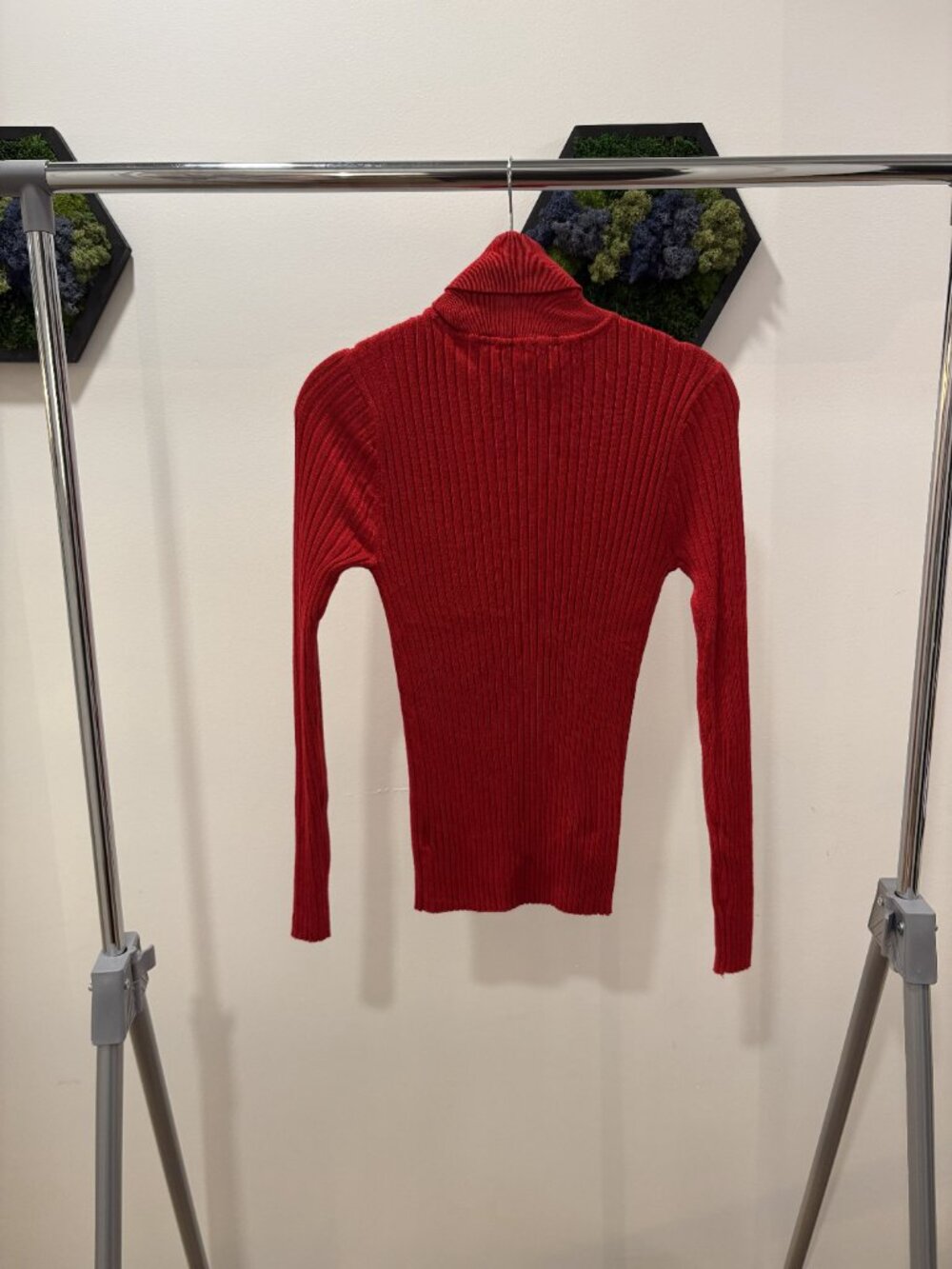 Red Ribbed Turtleneck - Picture 2 of 2